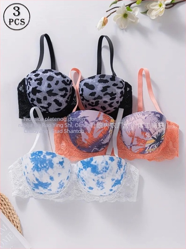 Prekogranične eksplozije seksi donje rublje izvor tvornica grudnjak s čipkastim printom i čeličnim prstenom udobno skupljeno donje rublje veleprodaja