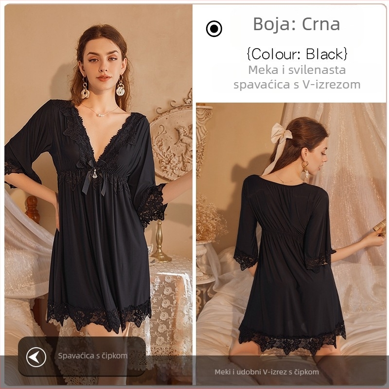 Popularna online spavaćica za slavne osobe, čipkasta, izvezena, seksi, plus size, široka, za mršavljenje, veleprodaja