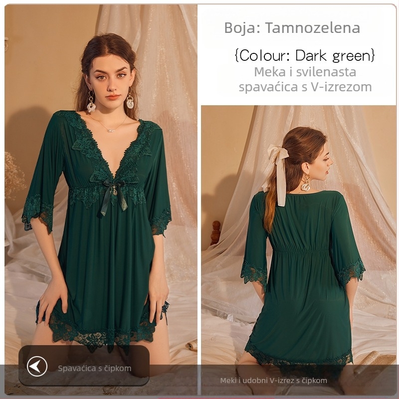 Popularna online spavaćica za slavne osobe, čipkasta, izvezena, seksi, plus size, široka, za mršavljenje, veleprodaja