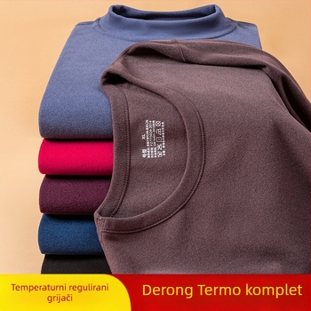 Njemačko baršunasto termalno donje odijelo za muškarce i žene, godina rođenja, zima, crvena jesenska odjeća i hlače, dvostrano brušenje, osnovni premaz preko granice