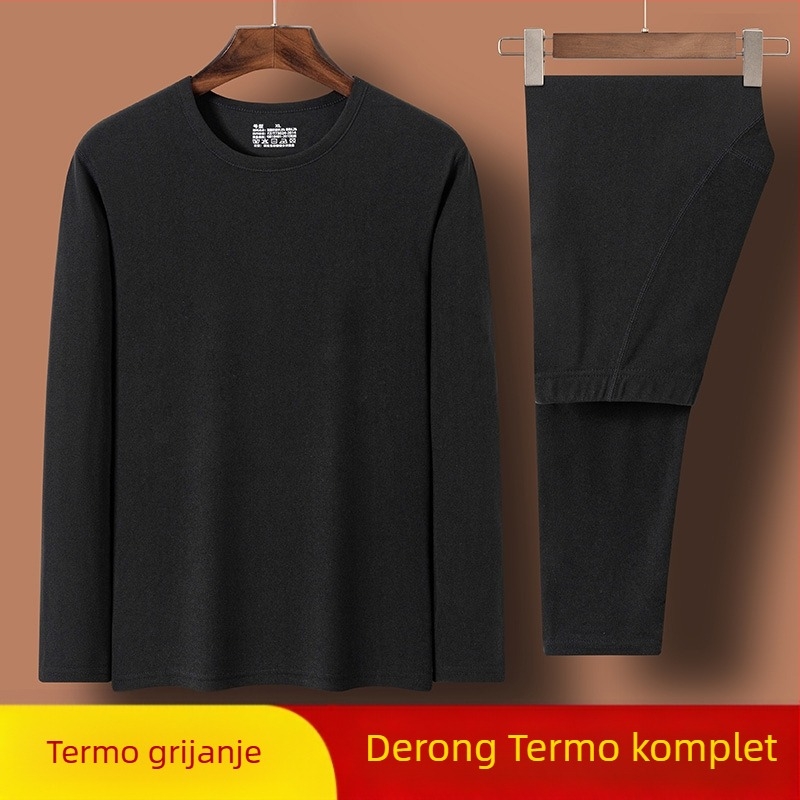 Njemačko baršunasto termalno donje odijelo za muškarce i žene, godina rođenja, zima, crvena jesenska odjeća i hlače, dvostrano brušenje, osnovni premaz preko granice