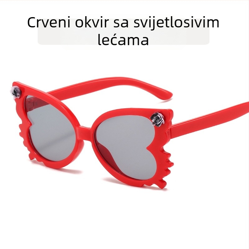 Slatke dječje sunčane naočale s cvijećem, ženske modne dječje naočale u boji slatkiša, moderne dječje ukrasne sunčane naočale u obliku leptira