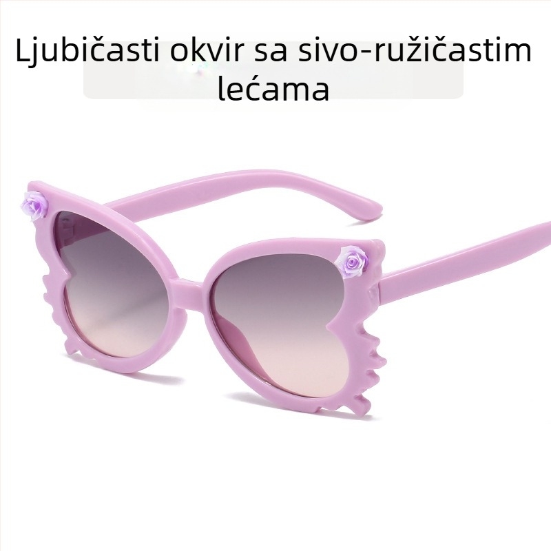 Slatke dječje sunčane naočale s cvijećem, ženske modne dječje naočale u boji slatkiša, moderne dječje ukrasne sunčane naočale u obliku leptira