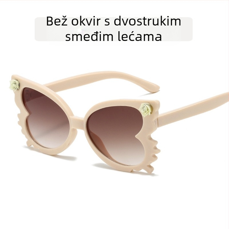 Slatke dječje sunčane naočale s cvijećem, ženske modne dječje naočale u boji slatkiša, moderne dječje ukrasne sunčane naočale u obliku leptira