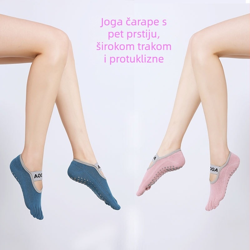 Prekogranične nove joga čarape s razdvojenim prstima, širokopojasne neklizajuće čarape s pet prstiju, plesne Pilates ženske čarape za vježbanje joge na veliko