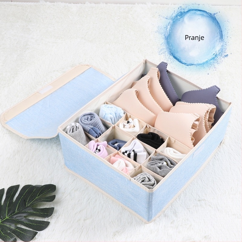 Nova kutija za pohranu donjeg rublja od pamuka i lana, sklopiva, tkanina, višemrežna kutija za organizaciju grudnjaka, prekrivena donjim rubljem i čarapama, kutija za prašinu