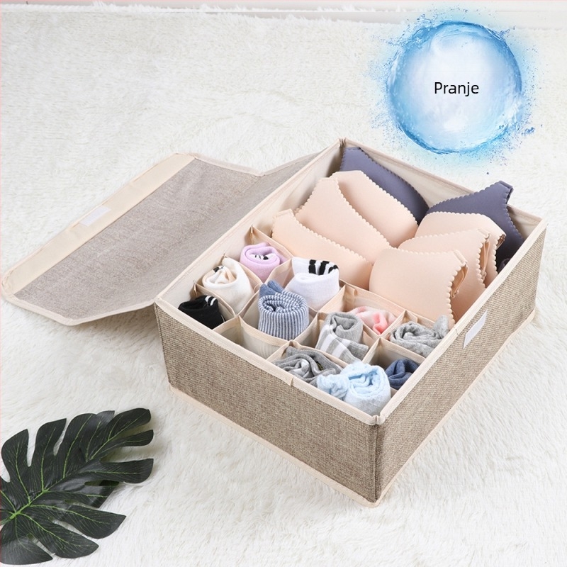 Nova kutija za pohranu donjeg rublja od pamuka i lana, sklopiva, tkanina, višemrežna kutija za organizaciju grudnjaka, prekrivena donjim rubljem i čarapama, kutija za prašinu