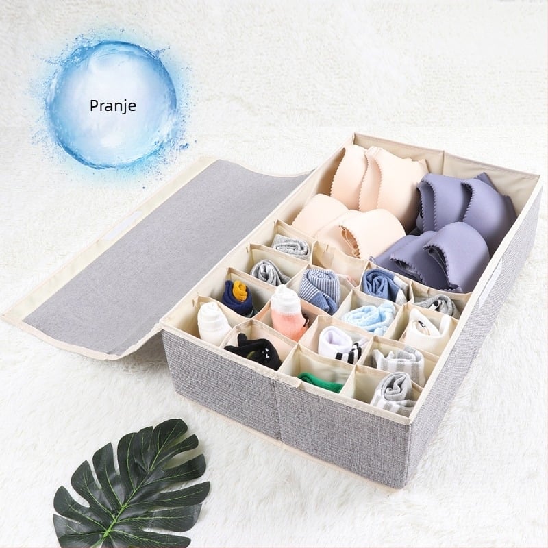 Nova kutija za pohranu donjeg rublja od pamuka i lana, sklopiva, tkanina, višemrežna kutija za organizaciju grudnjaka, prekrivena donjim rubljem i čarapama, kutija za prašinu