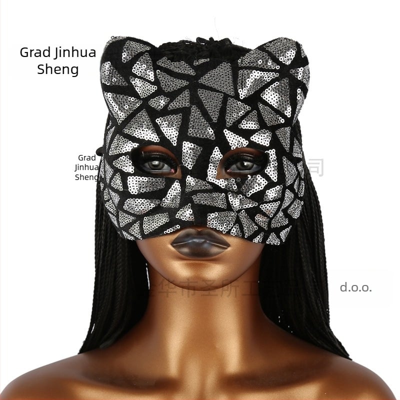 Maska za djevojku s mačkom preko granice Vruća vještica Maska crne pantere Maska crne mačke Čipkasta maska mačke Šljokicasta maska mačke