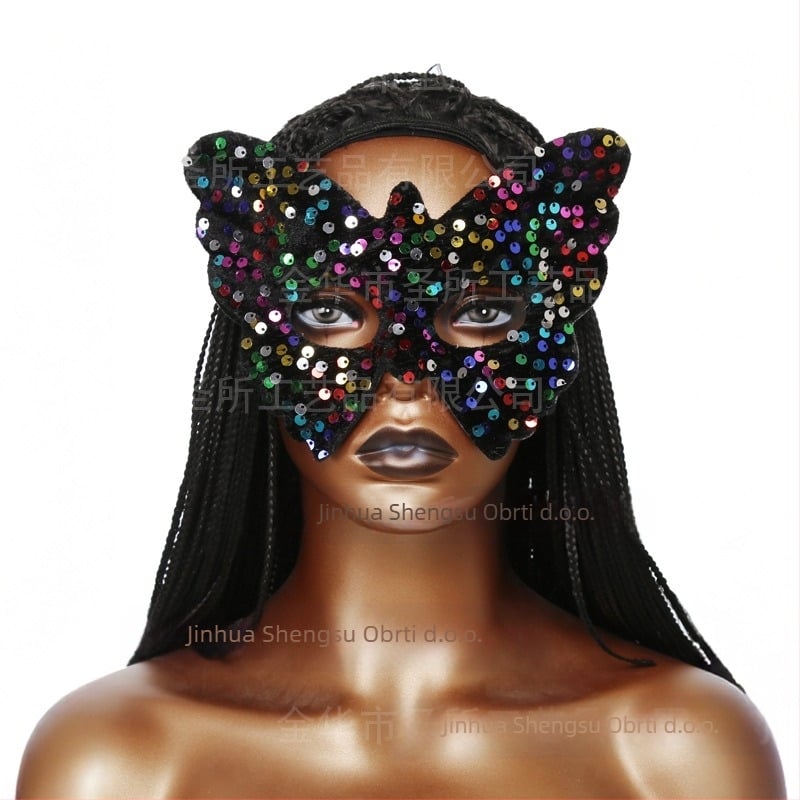 Maska za djevojku s mačkom preko granice Vruća vještica Maska crne pantere Maska crne mačke Čipkasta maska mačke Šljokicasta maska mačke