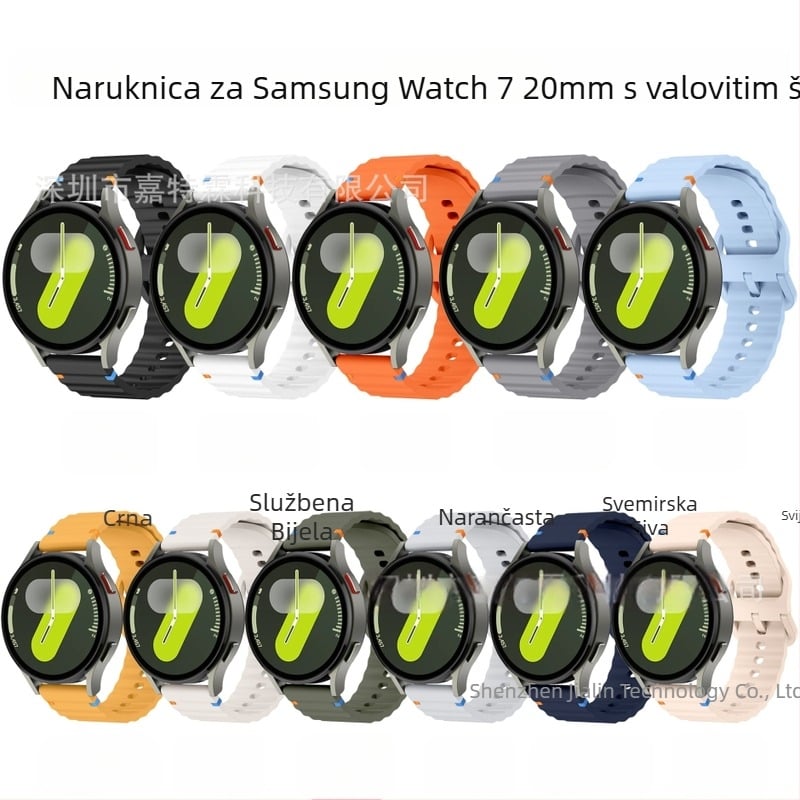 Za Samsung watch765 Wavy Stitch 20mm silikonski remen za sat Huawei 22mm silikonski remen za zglob s kopčom u boji