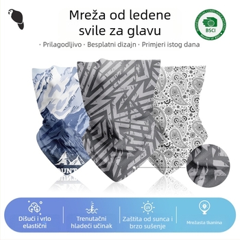 Xunhui magična marama za glavu, vanjska maska za jahanje, zaštita od sunca, prozračna mrežasta ručnik za lice od ledene svile, marama za trčanje s printom, bešavni rubac