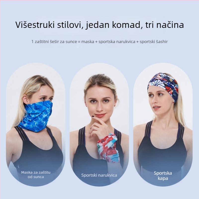 Xunhui magična marama za glavu, vanjska maska za jahanje, zaštita od sunca, prozračna mrežasta ručnik za lice od ledene svile, marama za trčanje s printom, bešavni rubac