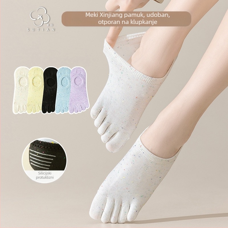 Čarape s pet prstiju od točkaste pređe, ženske ljetne tanke čarape, ženske brodiće, nevidljive čarape s plitkim ustima, slatke pamučne čarape s vrhom u japanskom stilu