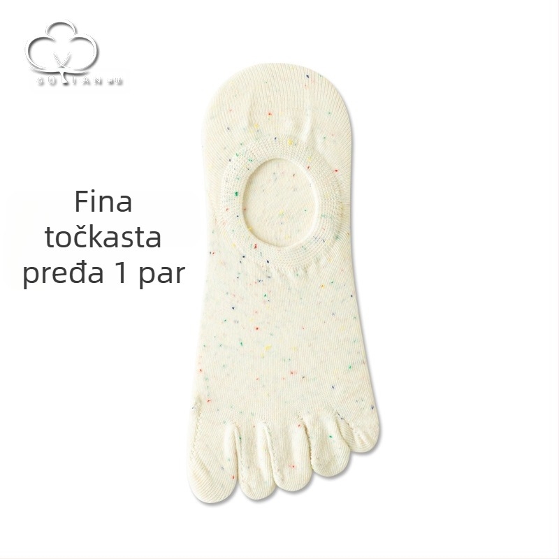 Čarape s pet prstiju od točkaste pređe, ženske ljetne tanke čarape, ženske brodiće, nevidljive čarape s plitkim ustima, slatke pamučne čarape s vrhom u japanskom stilu