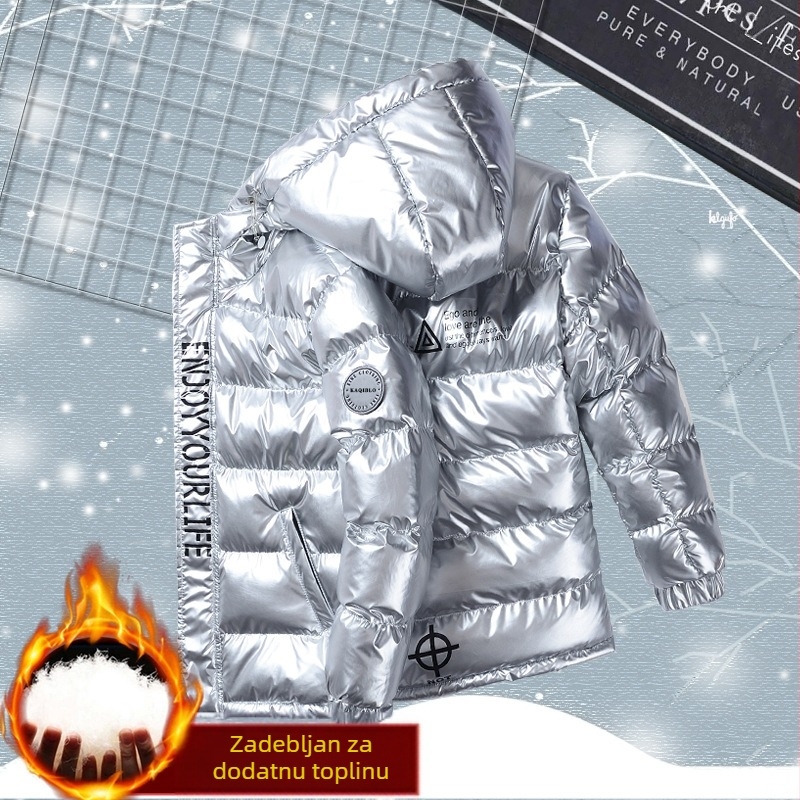 Dječji kaput s pamučnom podstavom 2023. novi, svijetli, debeli, topli, s kapuljačom, pamučno podstavljeni kaput za djecu srednje i velike veličine, modni brend