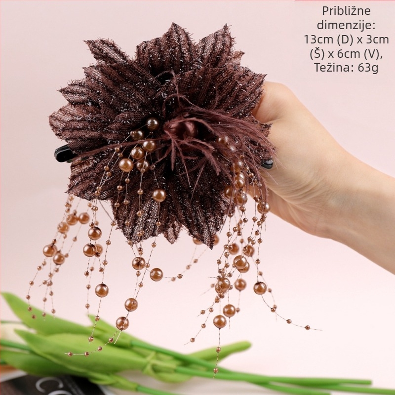 Bright Star River ~ Hong Kong Wind Shining Flowers Grab Clip Temperament Shark Clip Net Red Head Hair Display Course Flower Hair Apparel