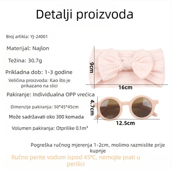 2 kom. europske i američke nove dječje trake za kosu, naočale, odijelo za bebe, široka žakard kapuljača, dječja najlonska traka za kosu s mašnom