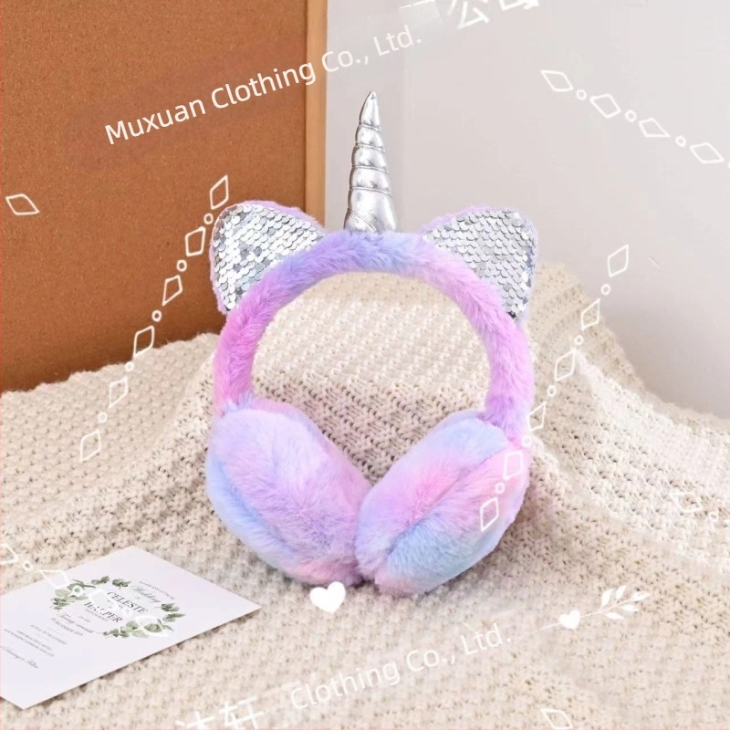 Dječji topli štitnici za uši s jednorogom, zimski imitacija zečjih štitnika za uši, uvlačivi štitnici za uši, veleprodaja