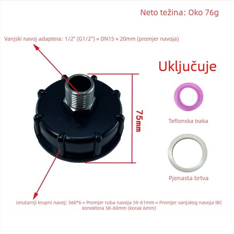 Otporni na kiseline i lužine, otporni na ulje, spojevi za bačve tone, spoj od nehrđajućeg čelika za bačve tone, reduktor od nehrđajućeg čelika 4 minute 6 minuta 1 inč 32