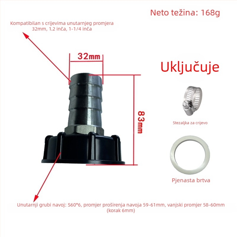 Otporni na kiseline i lužine, otporni na ulje, spojevi za bačve tone, spoj od nehrđajućeg čelika za bačve tone, reduktor od nehrđajućeg čelika 4 minute 6 minuta 1 inč 32