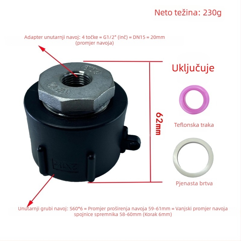 Otporni na kiseline i lužine, otporni na ulje, spojevi za bačve tone, spoj od nehrđajućeg čelika za bačve tone, reduktor od nehrđajućeg čelika 4 minute 6 minuta 1 inč 32