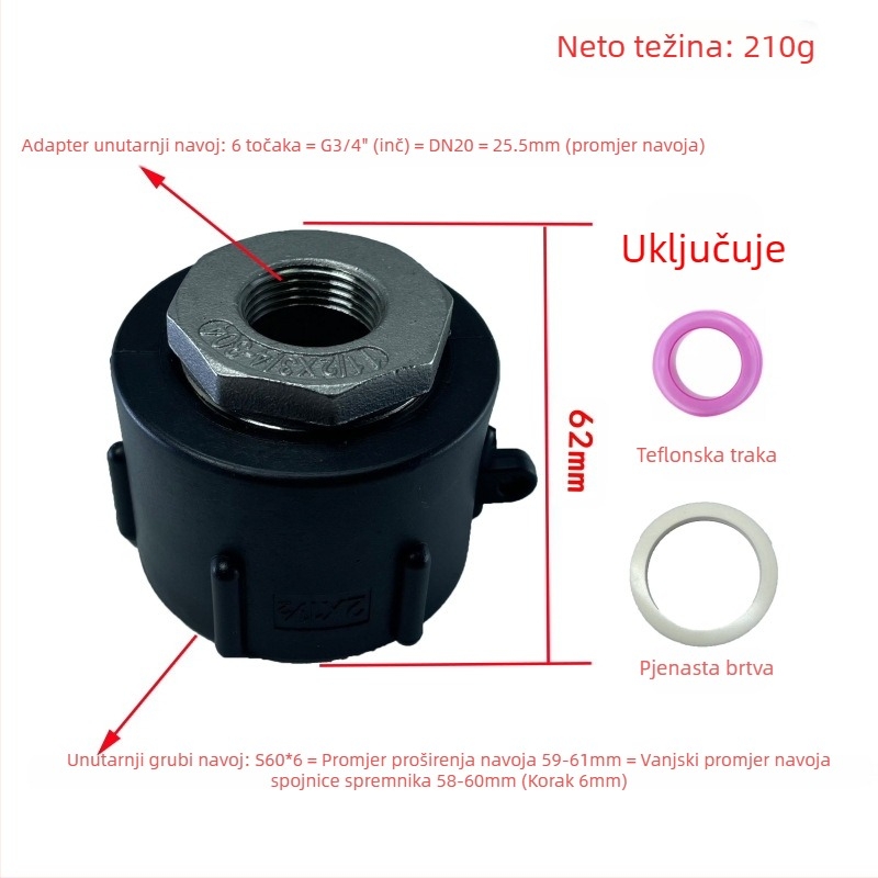 Otporni na kiseline i lužine, otporni na ulje, spojevi za bačve tone, spoj od nehrđajućeg čelika za bačve tone, reduktor od nehrđajućeg čelika 4 minute 6 minuta 1 inč 32