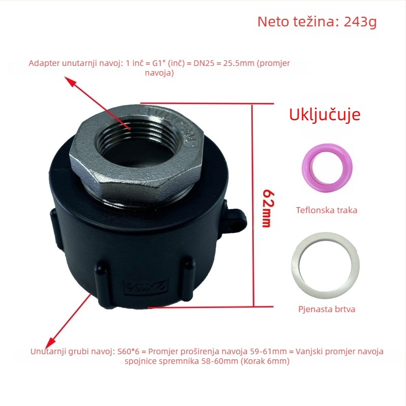 Otporni na kiseline i lužine, otporni na ulje, spojevi za bačve tone, spoj od nehrđajućeg čelika za bačve tone, reduktor od nehrđajućeg čelika 4 minute 6 minuta 1 inč 32