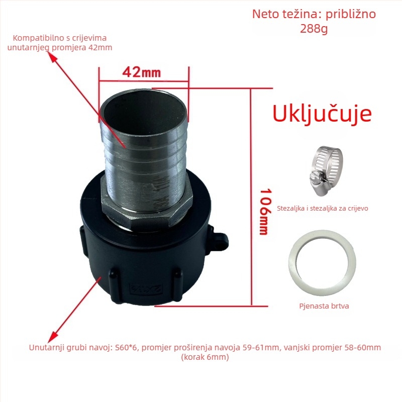 Otporni na kiseline i lužine, otporni na ulje, spojevi za bačve tone, spoj od nehrđajućeg čelika za bačve tone, reduktor od nehrđajućeg čelika 4 minute 6 minuta 1 inč 32