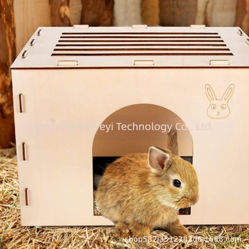 1 set drvenog dvorca za skrivanje zečeva, kućice za zečeve i skrovišta, drvena kućica za zečeve