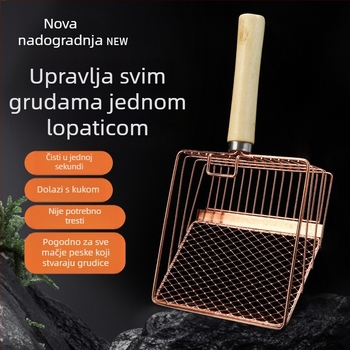 Lopata za mačji posip 6. generacije s dugom ručkom, metalna lopata za mačji posip od nehrđajućeg čelika, velika lopata za mačji izmet, službeni alat za čišćenje, tvornička izravna prodaja