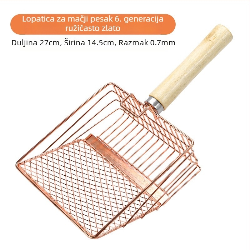 Lopata za mačji posip 6. generacije s dugom ručkom, metalna lopata za mačji posip od nehrđajućeg čelika, velika lopata za mačji izmet, službeni alat za čišćenje, tvornička izravna prodaja