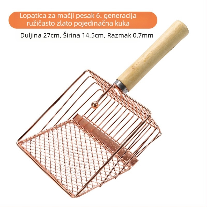 Lopata za mačji posip 6. generacije s dugom ručkom, metalna lopata za mačji posip od nehrđajućeg čelika, velika lopata za mačji izmet, službeni alat za čišćenje, tvornička izravna prodaja