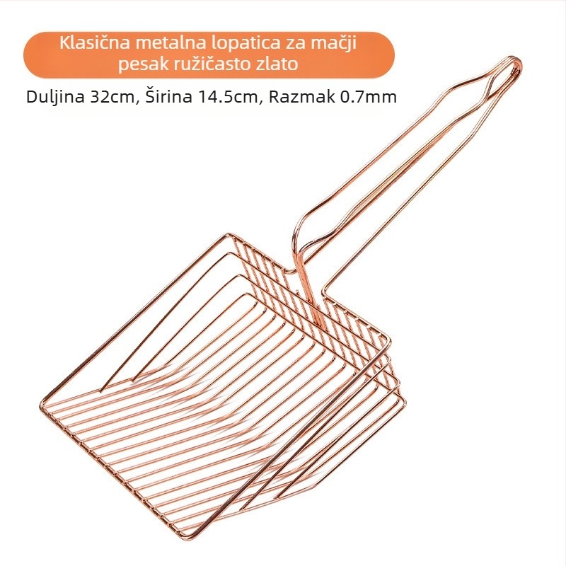 Lopata za mačji posip 6. generacije s dugom ručkom, metalna lopata za mačji posip od nehrđajućeg čelika, velika lopata za mačji izmet, službeni alat za čišćenje, tvornička izravna prodaja