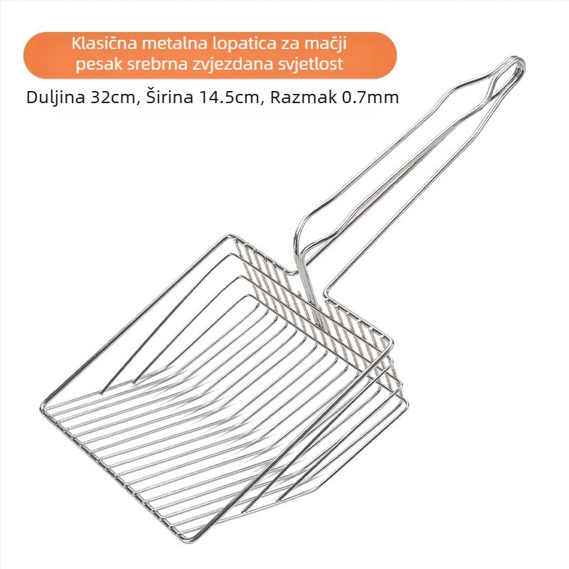 Lopata za mačji posip 6. generacije s dugom ručkom, metalna lopata za mačji posip od nehrđajućeg čelika, velika lopata za mačji izmet, službeni alat za čišćenje, tvornička izravna prodaja