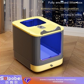 Velika kutija za mačji pijesak sa sterilizacijom i značajkama protiv prskanja, pogodna za mačiće, pribor za mačke otporan na mirise, ekstra veliki mačji WC