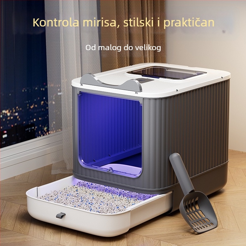 Velika kutija za mačji pijesak sa sterilizacijom i značajkama protiv prskanja, pogodna za mačiće, pribor za mačke otporan na mirise, ekstra veliki mačji WC