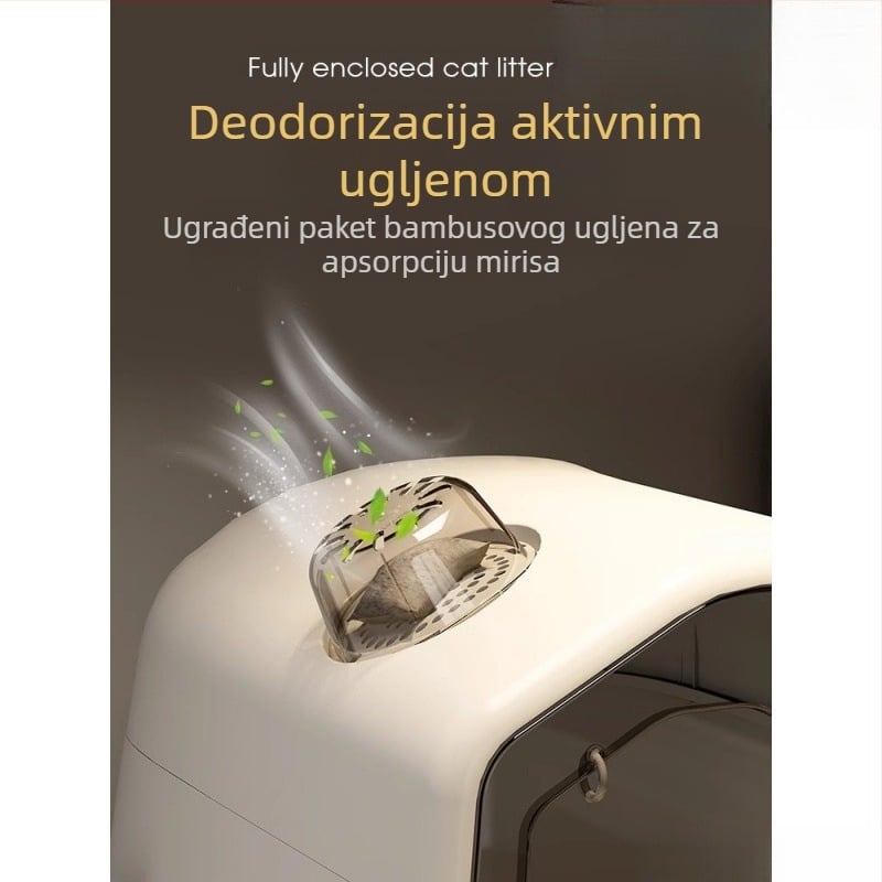 Potpuno zatvorena kutija za mačji pijesak, dezodorirajuća, ekstra velika, mačji WC, otporna na prskanje, ekstra velika