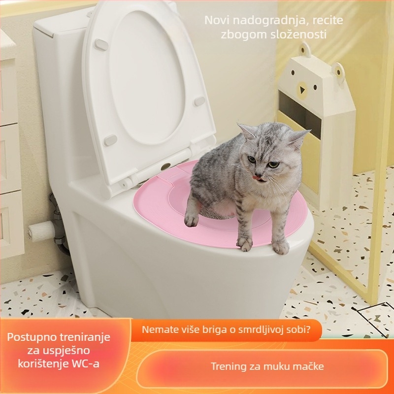 Kutija za pijesak za mačke, veliki dezodorans protiv pijeska, zadebljani WC za početnike, trener za WC za mačke, tvornički outlet