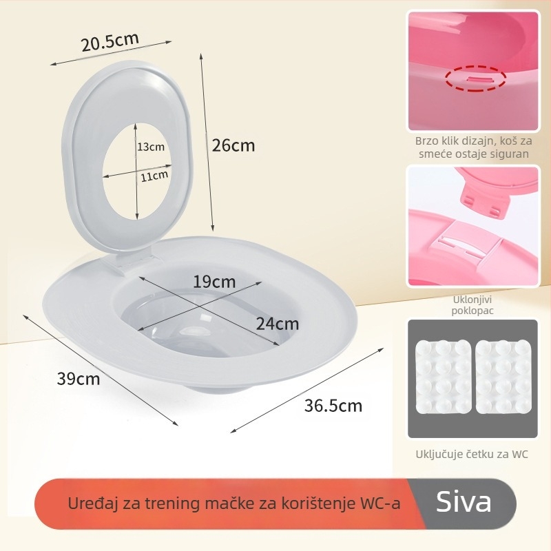 Kutija za pijesak za mačke, veliki dezodorans protiv pijeska, zadebljani WC za početnike, trener za WC za mačke, tvornički outlet