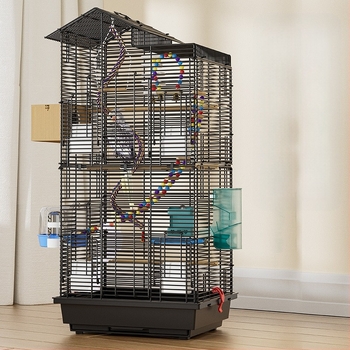 Kavez za papige, veliki prostorni žičani kućni ukrasni Xuanfeng božur, dvokatna vila, ekstra veliki horizontalni žičani metalni kavez