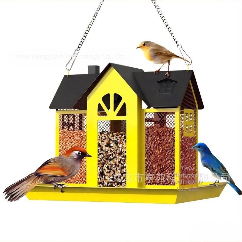 Prekogranična nova hranilica za ptice, kreativna kućica za ljuljanje, metalna dvorišna hranilica za kolibriće, vjeverica, vanjska viseća dekoracija