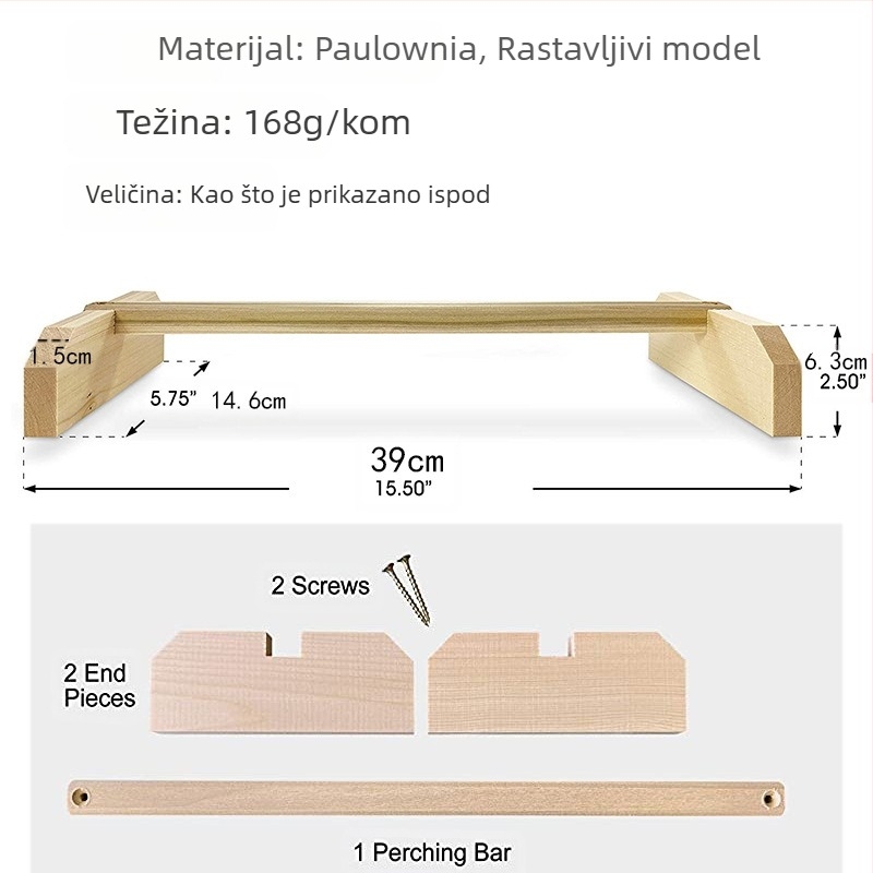 Drveni štap za kokoš, ptičje gnijezdo, stalak za papigu, stalak za piliće, set od dva dijela