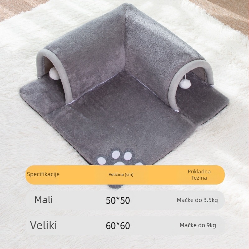 Četiri godišnja doba Zabava za mačke, igra i spavanje, jedan tunel, bušilica za mačje gnijezdo, igračka Earth Dragon, topla zadebljana oprema za gnijezdo kućnih ljubimaca