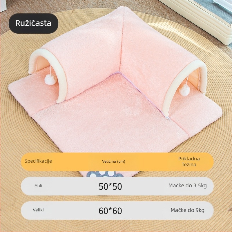 Četiri godišnja doba Zabava za mačke, igra i spavanje, jedan tunel, bušilica za mačje gnijezdo, igračka Earth Dragon, topla zadebljana oprema za gnijezdo kućnih ljubimaca