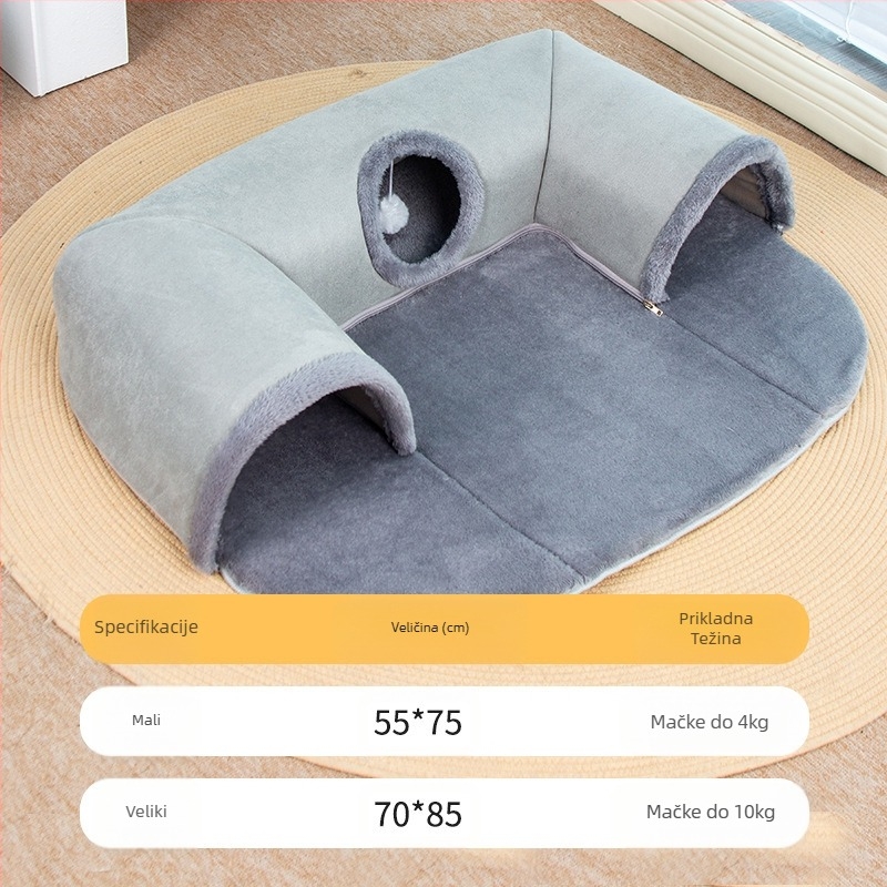 Četiri godišnja doba Zabava za mačke, igra i spavanje, jedan tunel, bušilica za mačje gnijezdo, igračka Earth Dragon, topla zadebljana oprema za gnijezdo kućnih ljubimaca