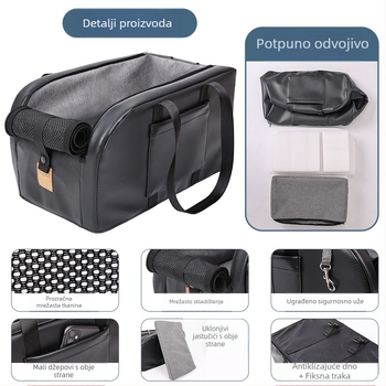 Automobilski kavez za mačke i pse s centralnim upravljanjem, jastuk za gnijezdo za kućne ljubimce, univerzalna autosjedalica za kućne ljubimce, prijenosna torba za pseću kućicu