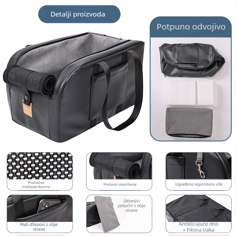 Automobilski kavez za mačke i pse s centralnim upravljanjem, jastuk za gnijezdo za kućne ljubimce, univerzalna autosjedalica za kućne ljubimce, prijenosna torba za pseću kućicu