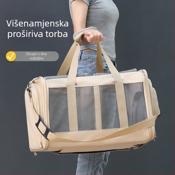 Torba za mačke, izlazna prijenosna, proširiva torba za dvije mačke, izolirana sklopiva torba za kućne ljubimce preko ramena