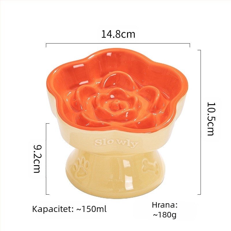 Zdjela za sporu hranu za kućne ljubimce, visoka keramička zdjela za mačke, zdjela za pse, mala zdjela za pse, protiv gušenja, spora hrana, zaštita vrata, kosa zdjela